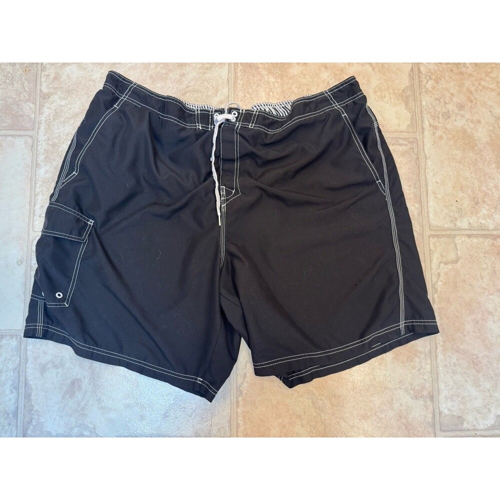 Route 66 Men’s 3XL Black Board Shorts Swim Trunks Cargo Pocket Drawstring